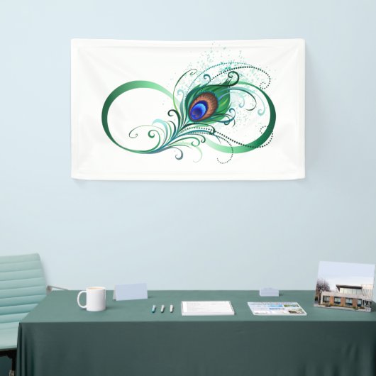 無限記号（ピーコックの羽根付き） 横断幕 (トレードショー)