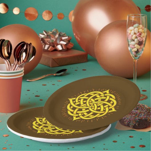 無限調和：聖マンダラケルトのシンボルアート ペーパープレート (複数)