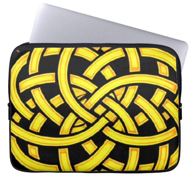 無限調和：聖マンダラケルトのシンボルアート ラップトップスリーブ (正面)