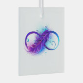 無限(紫色の羽毛) ガラスオーナメント (正面右)