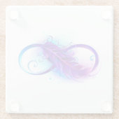 無限（紫色の羽毛） ガラスコースター (裏面)