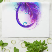 無限(紫色の羽毛) キッチンタオル (折り畳み)