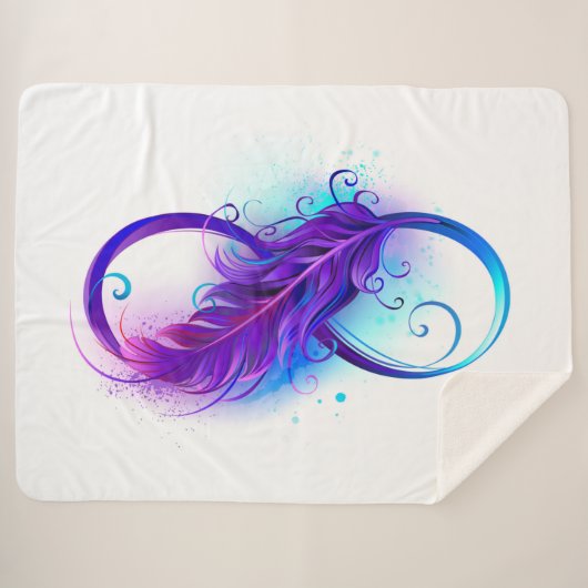 無限（紫色の羽毛） シェルパブランケット (正面(横))
