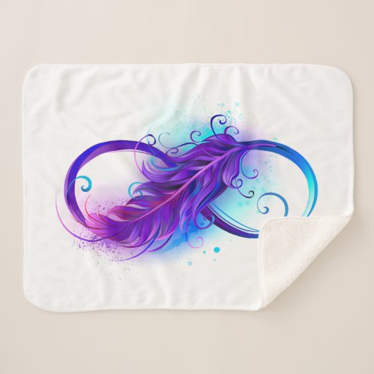 無限（紫色の羽毛） シェルパブランケット (正面(横))