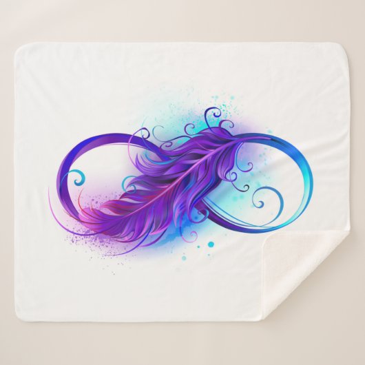 無限（紫色の羽毛） シェルパブランケット (正面(横))
