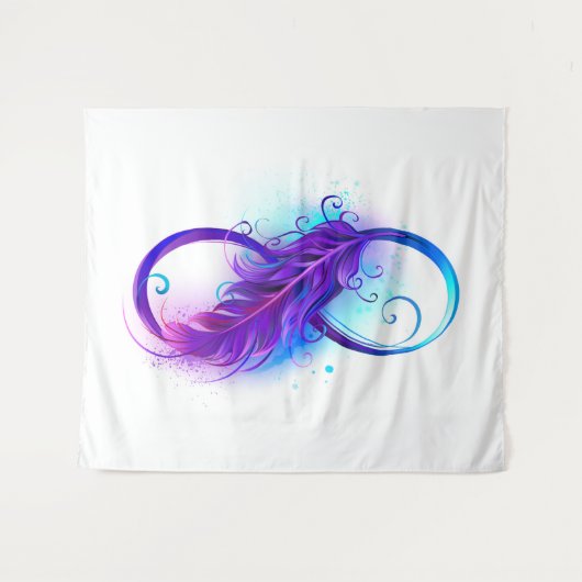 無限（紫色の羽毛） タペストリー (正面(横))