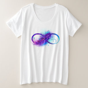 無限(紫色の羽毛) プラスサイズTシャツ