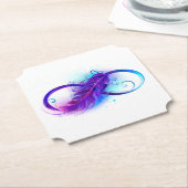 無限（紫色の羽毛） ペーパーコースター (アングル)