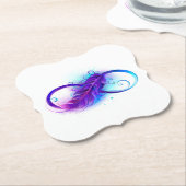 無限（紫色の羽毛） ペーパーコースター (アングル)