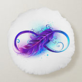 無限（紫色の羽毛） ラウンドクッション (裏面)