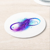 無限（紫色の羽毛） ラウンドペーパーコースター (アングル)