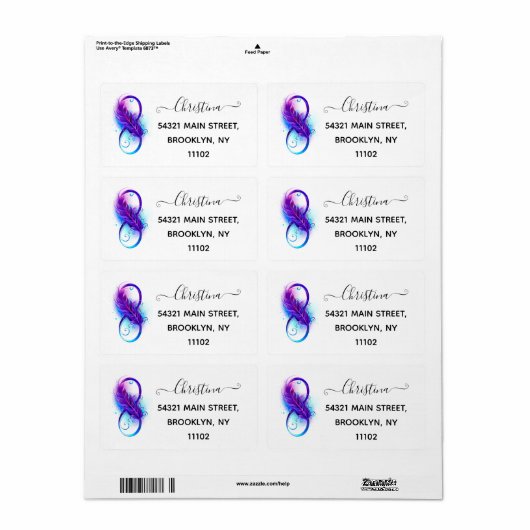 無限（紫色の羽毛） ラベル (フルシート)