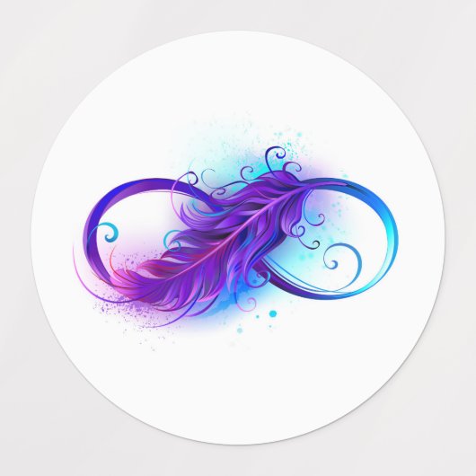 無限（紫色の羽毛） ラベル (デザイン1)