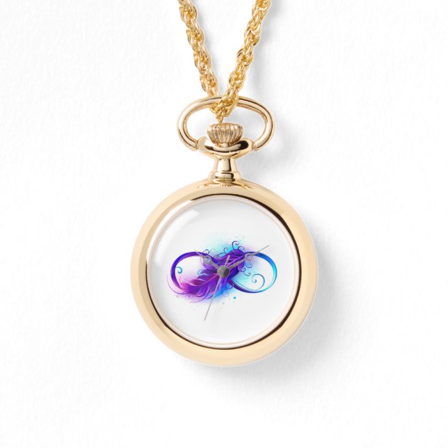 無限（紫色の羽毛） 腕時計 (正面)