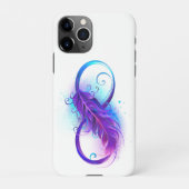 無限（紫色の羽毛） iPhoneケース (裏面)