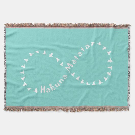 無限Hakuna Matata -ティール（緑がかった色）の青および白 スローブランケット (正面)