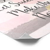 無音の作業懸命 – ピンク金ゴールド引用文 ポスター (角)