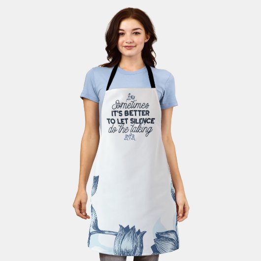 無音力 – 感動的引用文 エプロン (着用した状態)