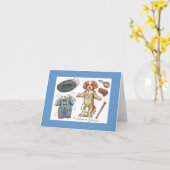 無頓着なスパニエル犬の紙の人形のメッセージカード カード (黄色い花)