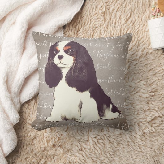 無頓着なチャールズ王スパニエル犬のイラストレーションの枕 クッション (ブランケット)