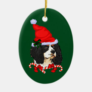 無頓着なチャールズ王スパニエル犬のクリスマス セラミックオーナメント