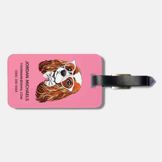 無頓着なチャールズ王スパニエル犬のポートレート|はあなたの加えます ラゲッジタグ (裏面横)