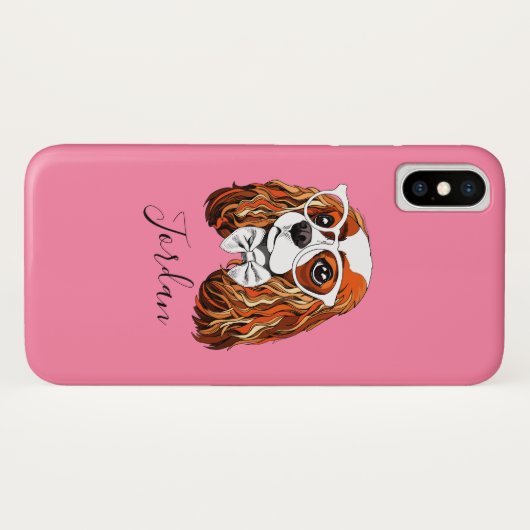 無頓着なチャールズ王スパニエル犬のポートレート|はあなたの加えます Case-Mate iPhoneケース (裏面(横))