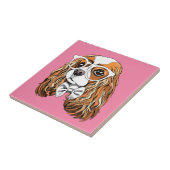 無頓着なチャールズ王スパニエル犬のポートレート タイル (側面)