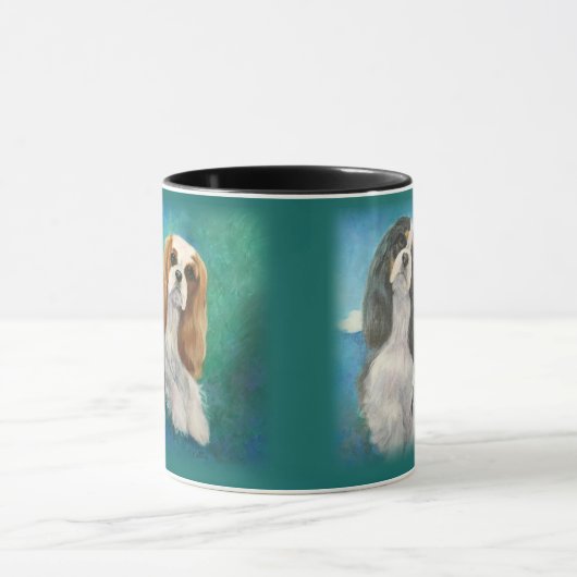 無頓着なチャールズ王スパニエル犬のマグ マグカップ (中央)