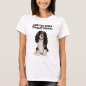 無頓着なチャールズ王スパニエル犬の図解入りの、写真付きのなTシャツ Tシャツ (正面)