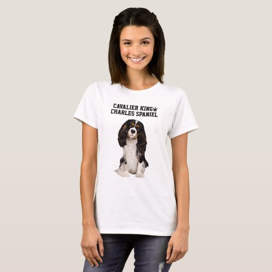 無頓着なチャールズ王スパニエル犬の図解入りの、写真付きのなTシャツ Tシャツ (正面フル)