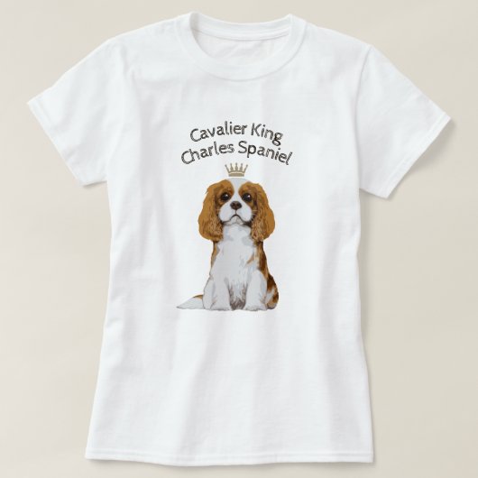 無頓着なチャールズ王スパニエル犬の図解入りの、写真付きのなTシャツ Tシャツ (デザイン正面)
