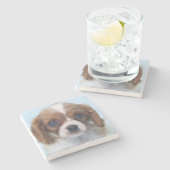 無頓着なチャールズ王スパニエル犬の子犬 ストーンコースター (横)