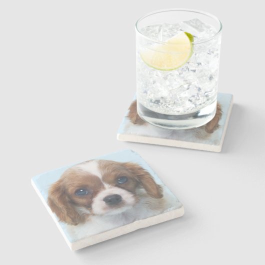 無頓着なチャールズ王スパニエル犬の子犬 ストーンコースター (横)