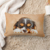 無頓着なチャールズ王スパニエル犬の子犬 ランバークッション (ブランケット)