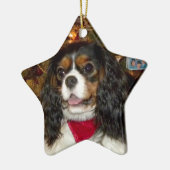 無頓着なチャールズ王スパニエル犬はオーナメントを個人化します セラミックオーナメント (左)