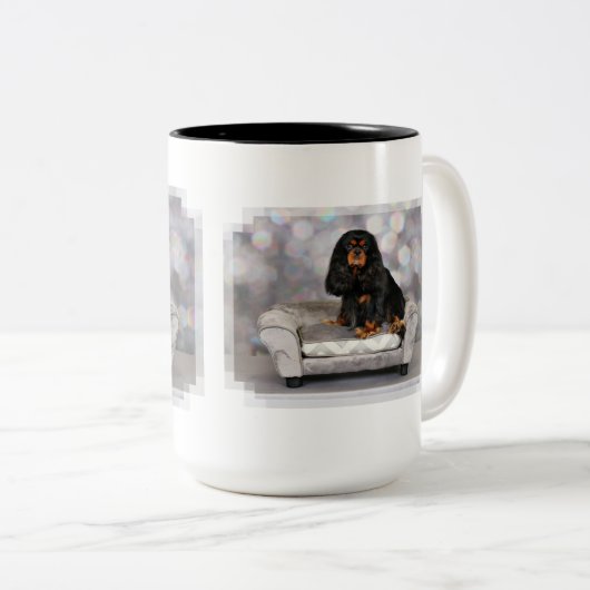 無頓着なチャールズ王スパニエル犬-マグ ツートーンマグカップ (正面右)