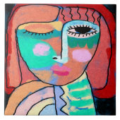 無題の抽象芸術ポートレートの女性 タイル (正面)