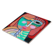 無題の抽象芸術ポートレートの女性 タイル (側面)