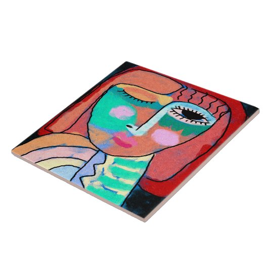 無題の抽象芸術ポートレートの女性 タイル (側面)