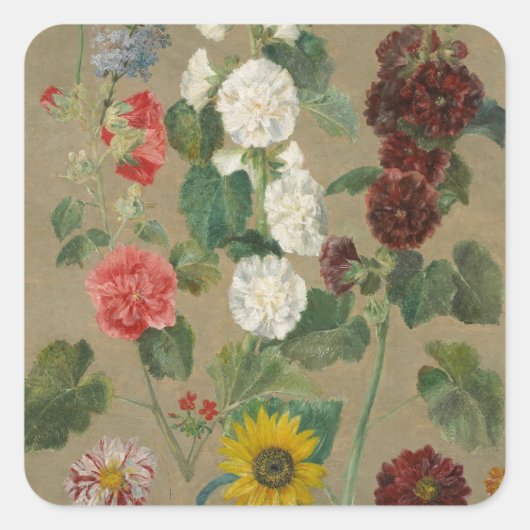 無題（花） (油ボード) スクエアシール (正面)