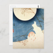 無題(2羽の兎、パンパス草、満月) ポストカード (正面/裏面)