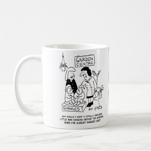 無駄な格言ガーデンセンター。おもしろい コーヒーマグカップ (左)
