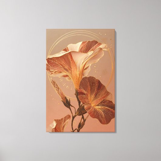 焦がしオレンジ色のカラー・リリーの植物画 キャンバスプリント (正面)