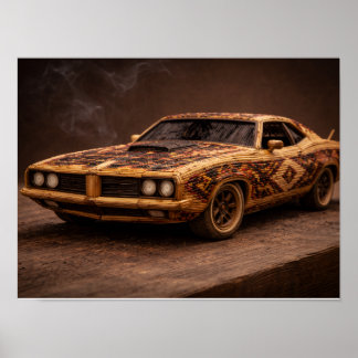 焦がれたマッチ ヴィンテージ マッスル カー — テクスチャード ポスター
