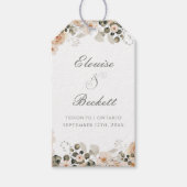 焦げたオレンジとセージのフローラ結婚のギフトラベル ギフトタグ (正面)
