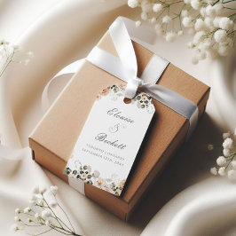 焦げたオレンジとセージのフローラ結婚のギフトラベル ギフトタグ