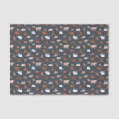 焦げたオレンジとダークグレーのロングホパターン（の模様が）あるーン 薄葉紙 (正面)