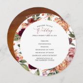 焦げたオレンジとブルゴーニュの赤い結婚式 プログラム (正面/裏面)