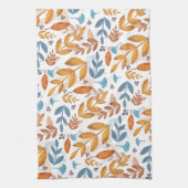 焦げたオレンジとブルーの紅葉 キッチンタオル (縦)